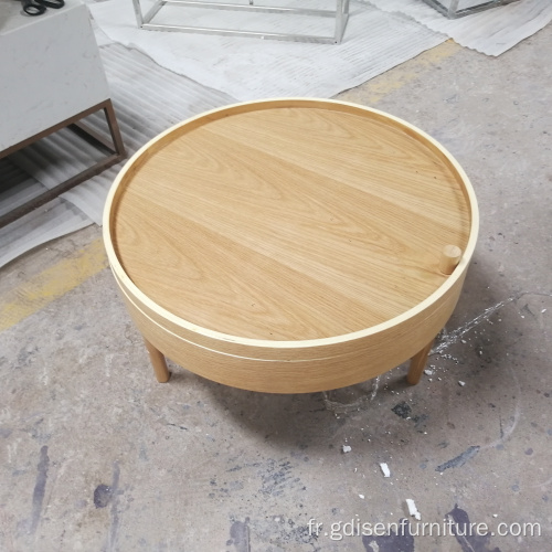 Design simple salon meublewoodenrotatingCoffetable